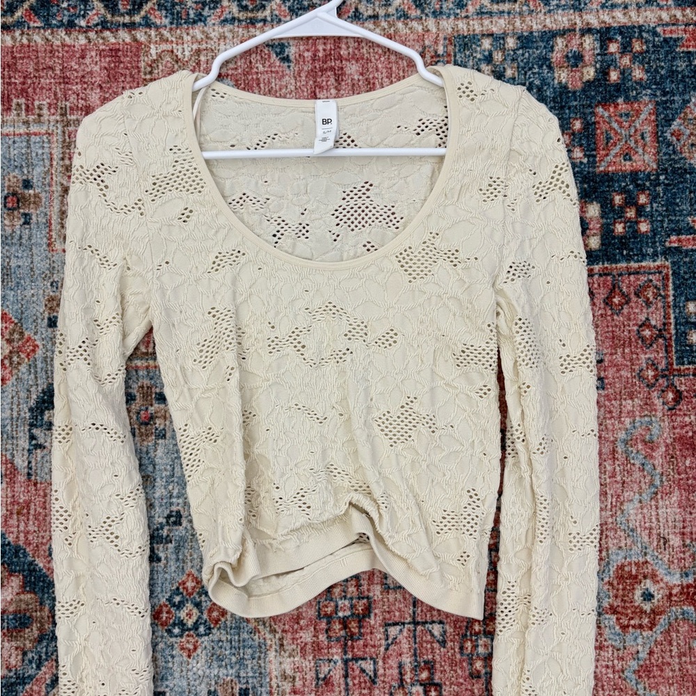 BP Cream Lace Long Sleeve Blouse